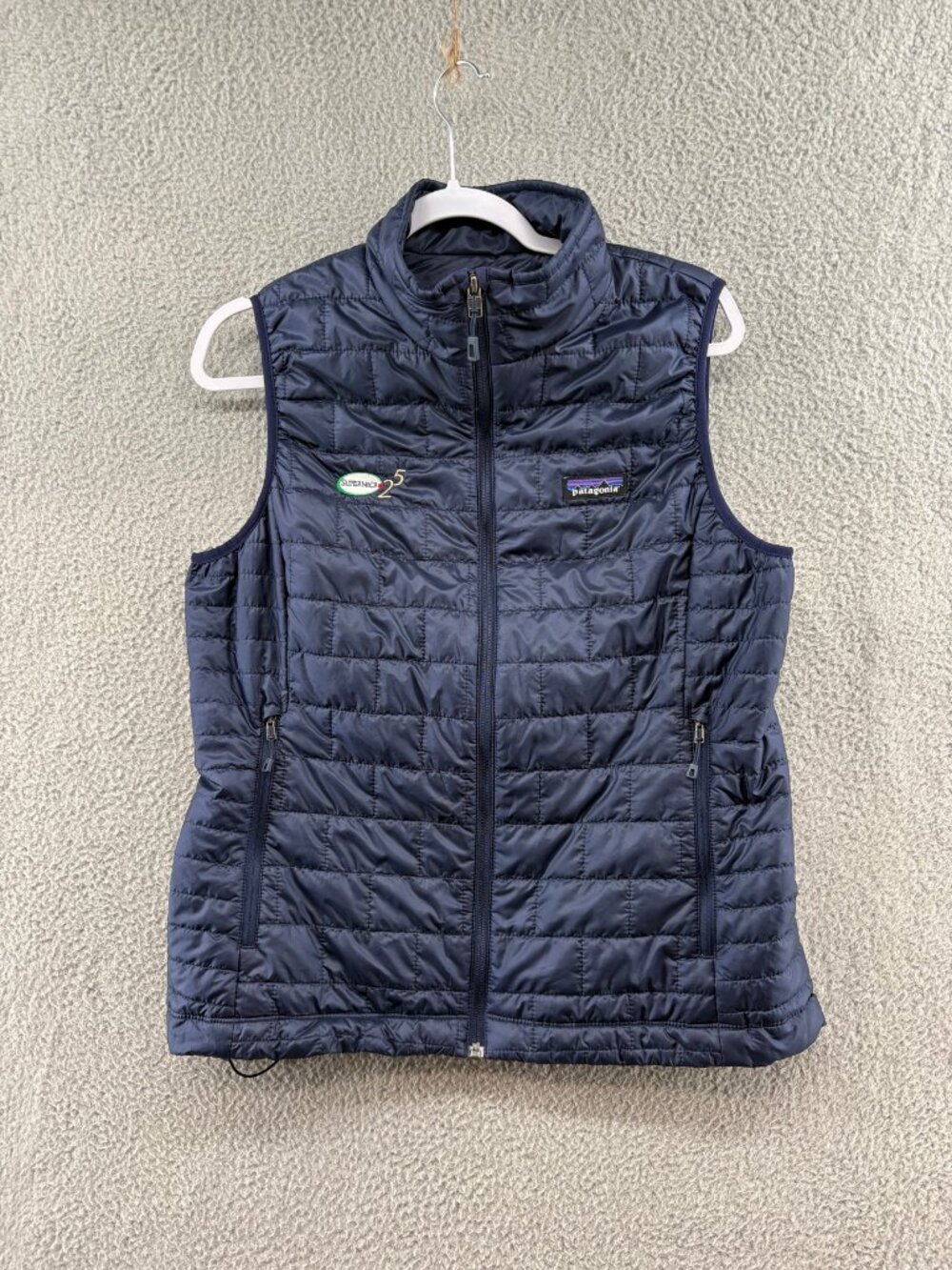Patagonia Nano Puff Vest Womens L Navy Blue Corporate Logo Intel Embroidered